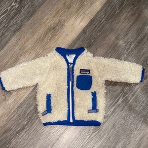 Patagonia Retro Fleece Jacket in Cream and Blue
